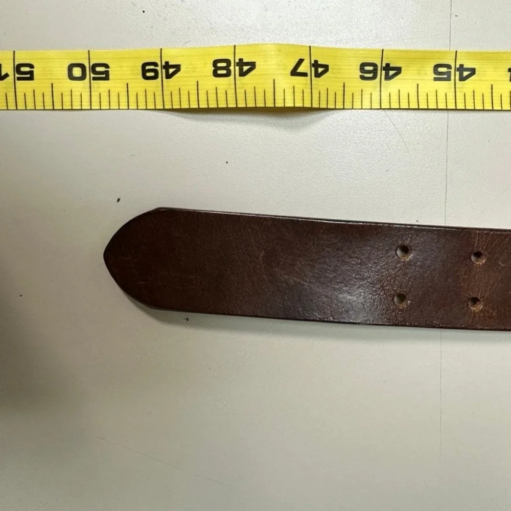 Mens Brown Cowhide Leather Double Prong Belt Made in USA Size 40 Workwear Class